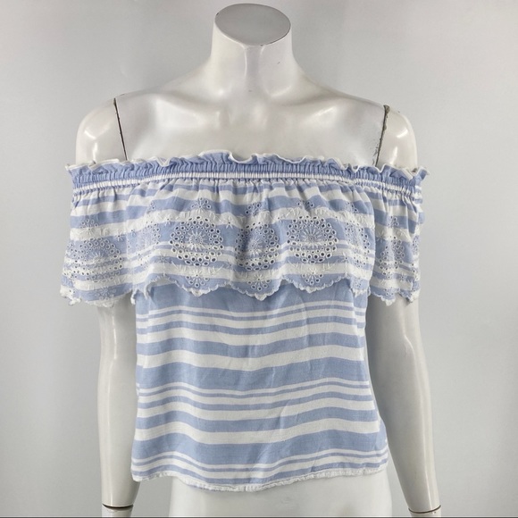 American Eagle Outfitters Tops - American Eagle Top Small Blue White Striped Eyelet